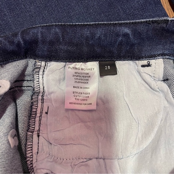 Flying Monkey Jeans Women's Size 28 Dark Blue Wash Straight Split Hem High Rise - Picture 11 of 13